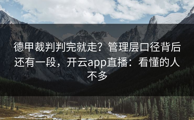 德甲裁判判完就走？管理层口径背后还有一段，开云app直播：看懂的人不多