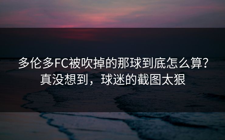 多伦多FC被吹掉的那球到底怎么算？真没想到，球迷的截图太狠