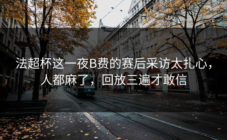 法超杯这一夜B费的赛后采访太扎心，人都麻了，回放三遍才敢信