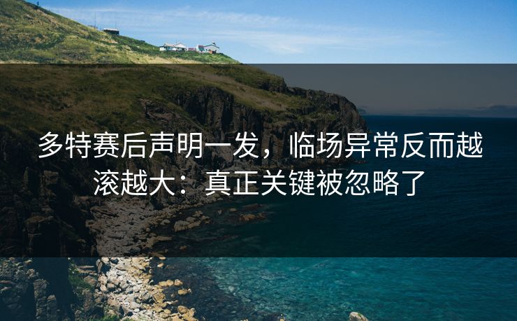 多特赛后声明一发，临场异常反而越滚越大：真正关键被忽略了