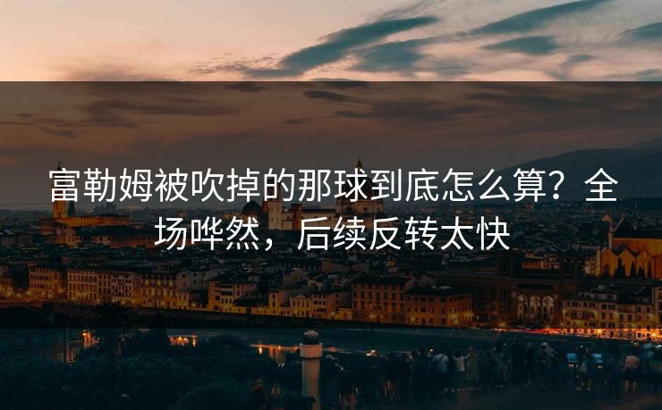 富勒姆被吹掉的那球到底怎么算？全场哗然，后续反转太快