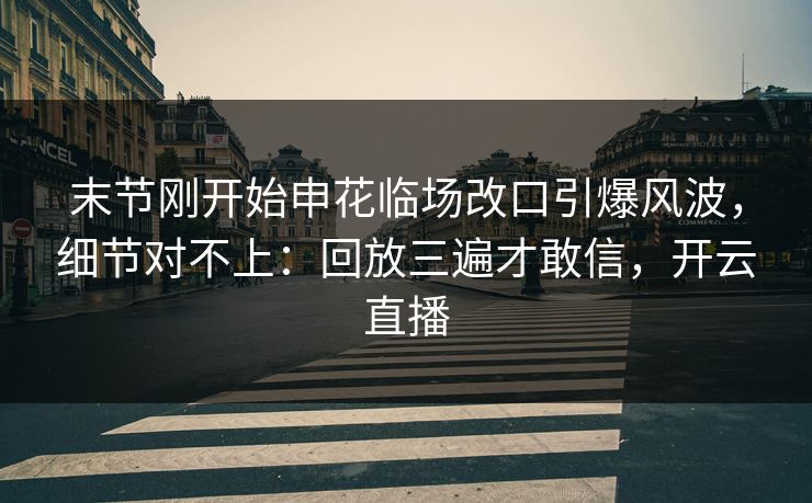 末节刚开始申花临场改口引爆风波，细节对不上：回放三遍才敢信，开云直播